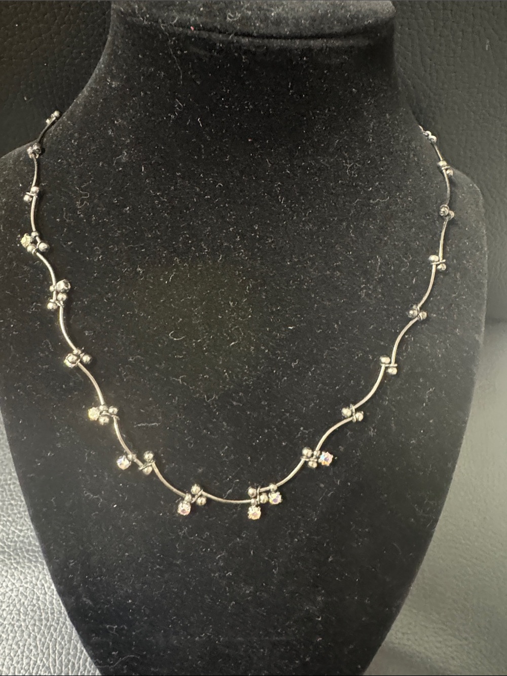 Elegant Silver-Tone Crystal Accent Women's Necklace
